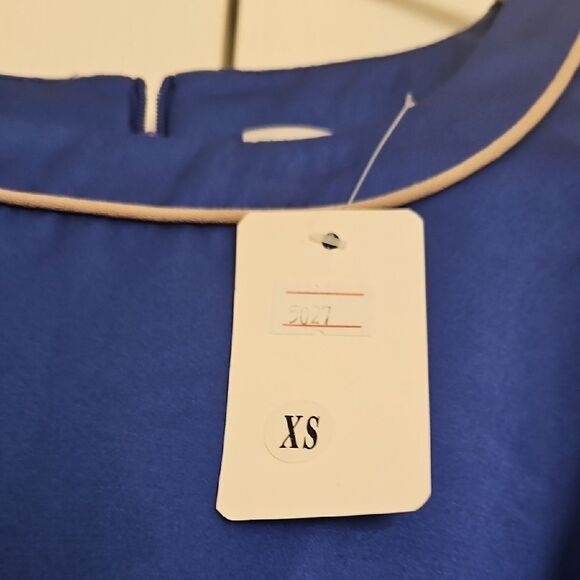 Royal Blue Fit and Flare Midi Dress for Wedding Guest - Picture 7 of 16